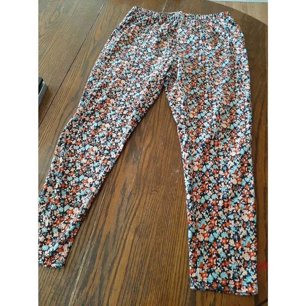 18/20 Petite Woman Within MultiColor Floral Elastic Waist Stretch Pants Leggings